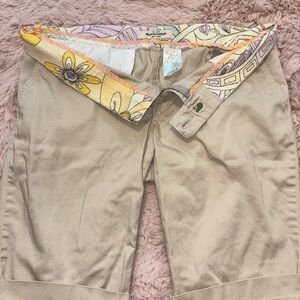 Abercrombie & Fitch Khaki with Pink and Yellow Floral Waistband